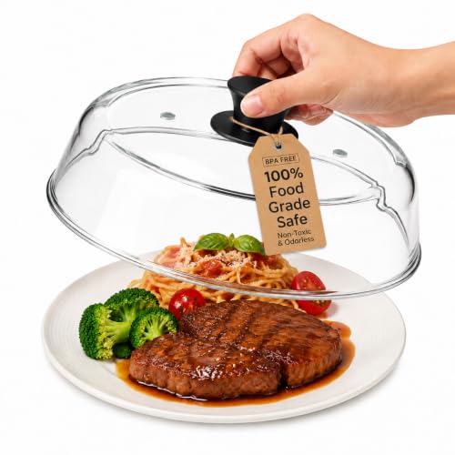 10-Inch Glass Microwave Splatter Cover with Silicone Handle - Dishwasher Safe