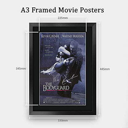 The Bodyguard Kevin Costner Whitney Houston Signed Poster Black Frame 16x12 Inches