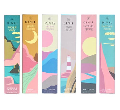 Dinil Nature's Nook Incense Gift Set with 6 Scents, 120 Hand-Rolled Sticks