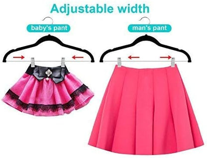 OIKA Black Velvet Hangers - Space-Saving Non-Slip Clips for Skirts & Dresses | 20 Pack, 16.7-Inch