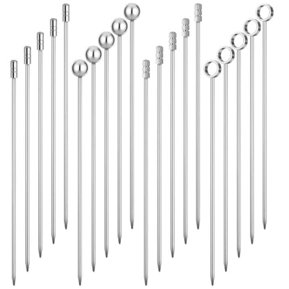 20 Pcs Stainless Steel Cocktail Picks Set - Reusable Martini Garnish Skewers