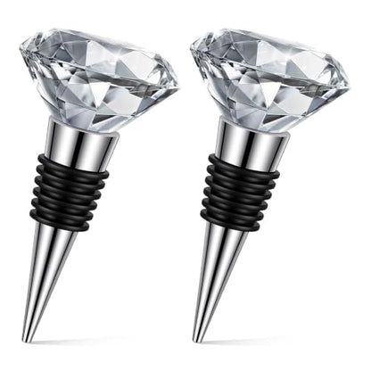 2 Pack Crystal Wine Stopper Set with Diamond Rhinestone Tops - Premium Barware