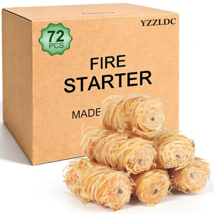 72PCS Waterproof Fire Starters for Fireplace BBQ Camping & Fire Pits