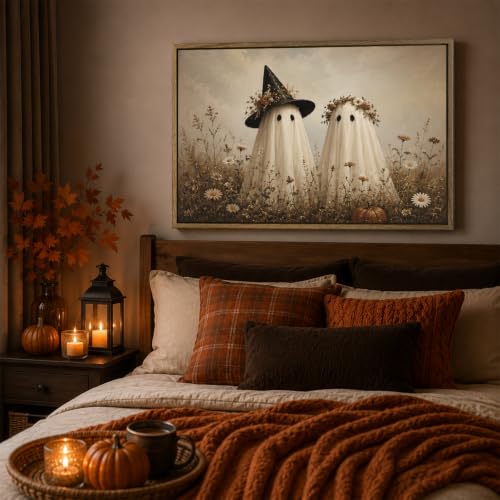 Halloween Wall Art Ghost Couple in Wildflower Frame 8x10 - Karani