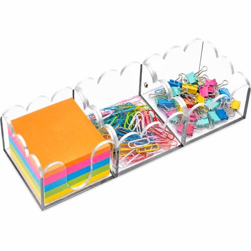 Magnetic Sticky Note Holder 3-in-1 Acrylic Desk Organizer for Office