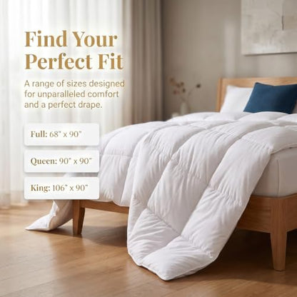 White King Goose Feather and Down Comforter Duvet Insert - 80% Goose Feather, 15% Down, 5% Fiber, 106" x 90"