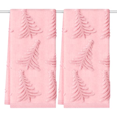 Christmas Themed Cotton Hand Towels Set of 2 - 13x29 Inches for Kitchen & Bathroom Decor