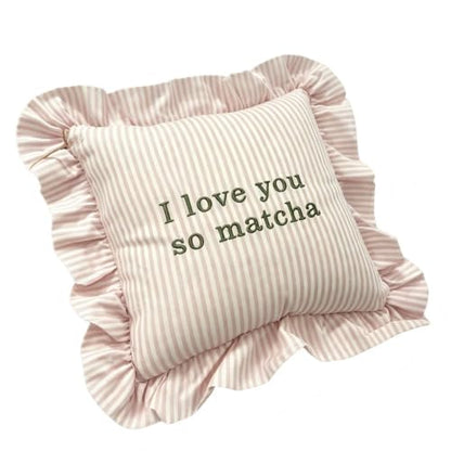 14x14 Inch Heartwarming Matcha Throw Pillow - Cute Home Decor