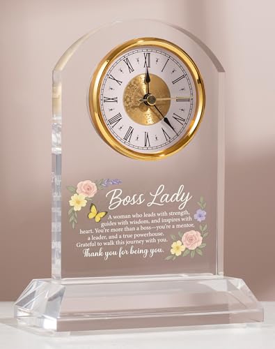 Boss Lady Gifts for Women – Boss Appreciation Silent Desk Clock - Boss Lady Variation