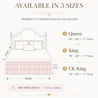 Khaki Lace Ruffled Bed Skirt - 17 Inch Dust Ruffle for Twin Full Queen King