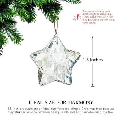 Clear Crystal Star Ornaments - Set of 6 Christmas Hanging Decor