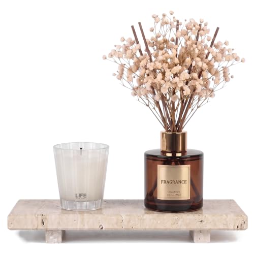 Travertine Marble Pedestal Stand 8.6 x 4 Inches Hand-Polished Stone Riser