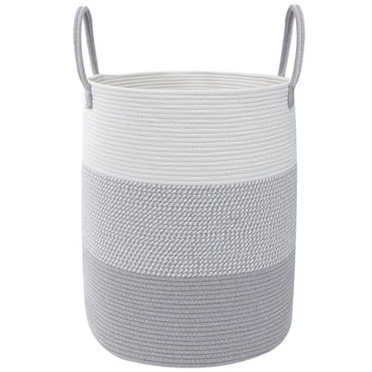 Large Woven Rope Laundry Hamper with Handles - Grey, 70L