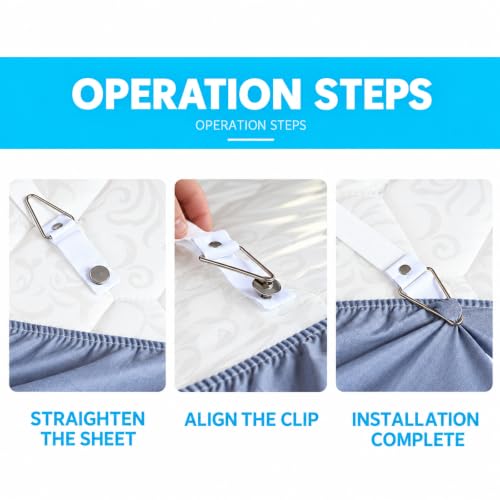 Adjustable Bed Sheet Clips Set of 4 - Secure Flat & Fitted Sheets