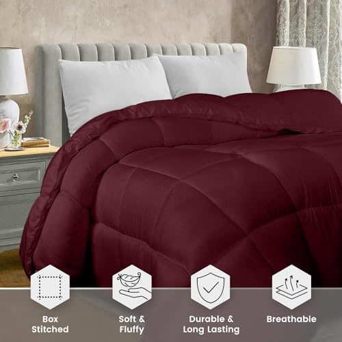 Utopia Bedding Comforter Duvet Insert, Quilted Comforter with Corner Tabs, Box Stitched Down Alternative Comforters Queen Size (Burgundy, Pack of 4)