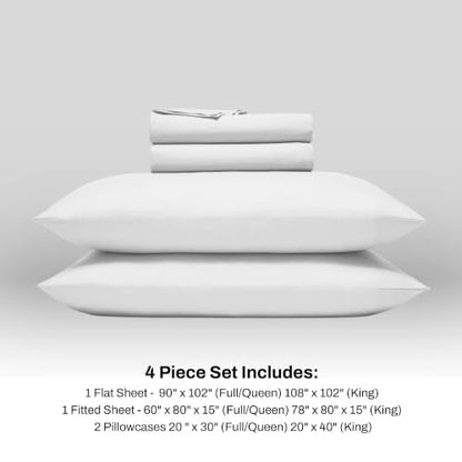 DKNY Cooling Microfiber Sheet Set Queen Bright White 4-Piece