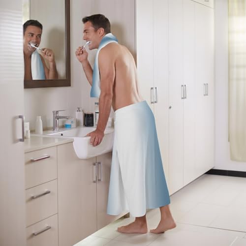 Blue Bath Towels Set of 3 - Ombre Microfiber Quick Dry, Soft & Absorbent