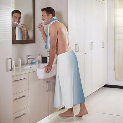 Blue Bath Towels Set of 3 - Ombre Microfiber Quick Dry, Soft & Absorbent