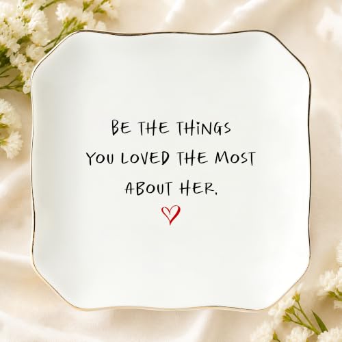 Memorial Keepsake Dish for Loss of Mom or Grandma - Sympathy Gift, 4.5 Inch Ceramic Trinket Tray