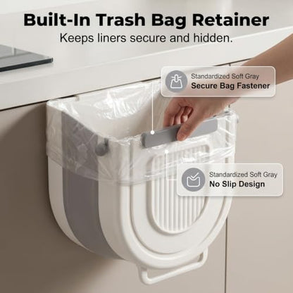 Multipurpose Hanging Collapsible Trash Can - Gray, 8.5x8.7x4.9in, 1.84 Gal