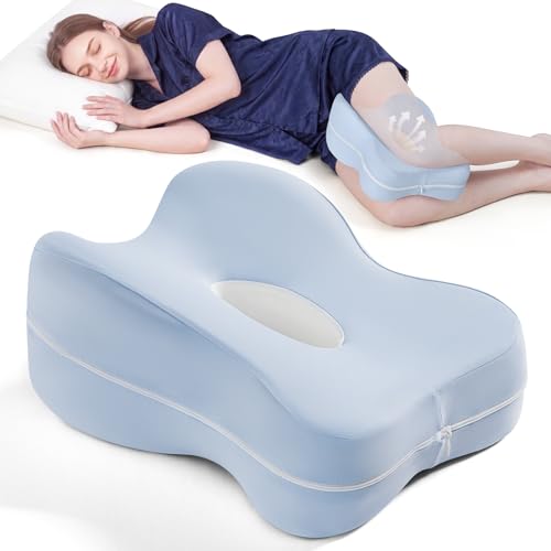 Memory Foam Knee Pillow for Side Sleepers - Supports Hip Back & Knee Pain Relief