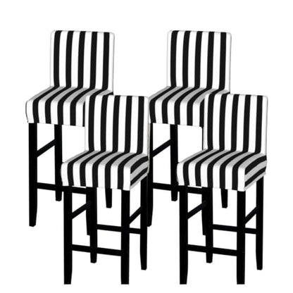 Aruzdey Black and White Stripe Bar Stool Covers Set of 4 - Stretch Washable Counter Height Chair Covers