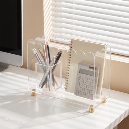 Acrylic Magazine Holder with Gold Feet - Floor Standing Organizer for Desk & Living Room