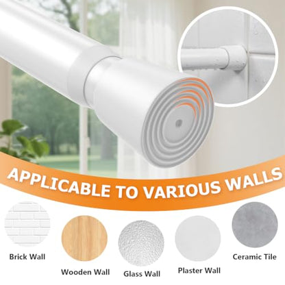 White Tension Shower Curtain Rod 29.5-39 Inch, 7/8 Inch Diameter, Splicing