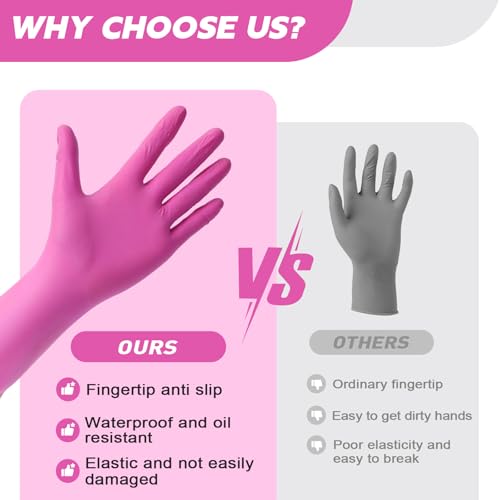FINITEX Nitrile Disposable Latex-Free Gloves - 3.5mil 100PCS/Box 9inch Long Powder-Free Guantes de Nitrilo Cleaning Medical Exam Food Cooking Glove (100, Large)