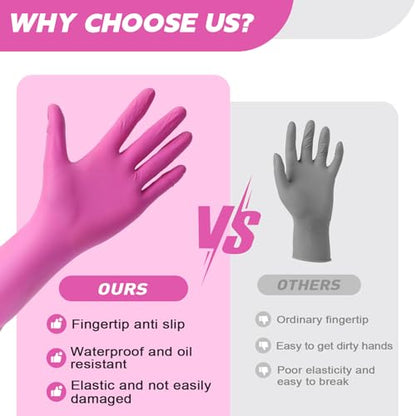FINITEX Nitrile Disposable Latex-Free Gloves - 3.5mil 100PCS/Box 9inch Long Powder-Free Guantes de Nitrilo Cleaning Medical Exam Food Cooking Glove (100, Large)