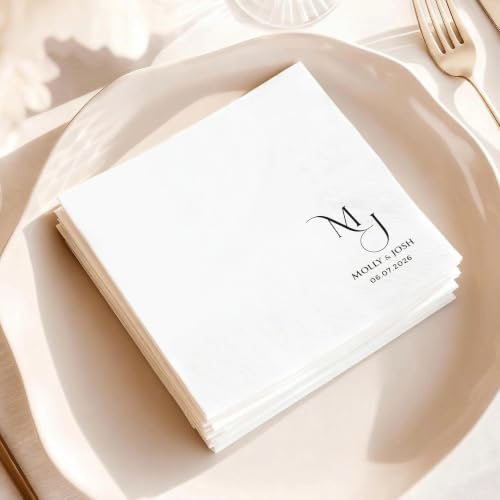 Personalized Wedding Napkins Style 3 - Custom Last Name Cocktail Disposable Party Supplies