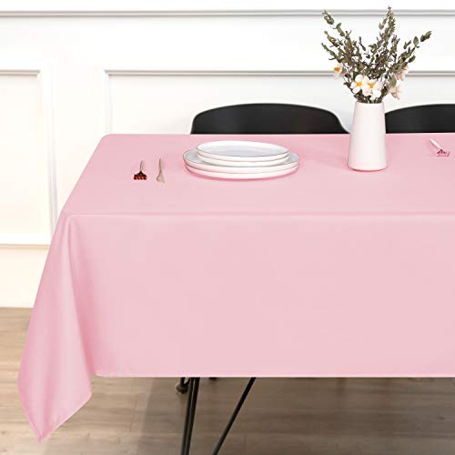 sancua Rectangle Tablecloth - 54 x 54 Inch - Stain and Wrinkle Resistant Washable Polyester Table Cloth, Decorative Fabric Table Cover for Dining Table, Buffet Parties and Camping, Pink