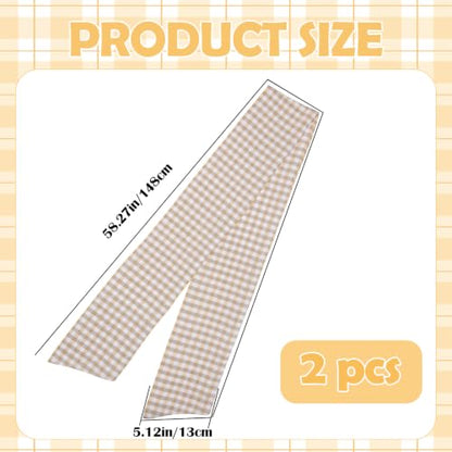 Beige Gingham Wreath Sash for Front Door - 2 Pcs with Bow - Fall & Seasonal Decor