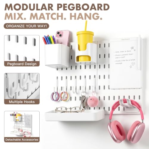 No Drill Wall Shelf with Dry-Erase Board - Dorm Room Organizer