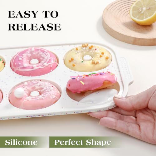 3 Inch Silicone Donut Pan with Metal Frame - Set of 2, Nonstick Bakeware