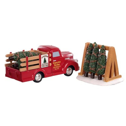 Christmas Village Tree Delivery Set - Lemax Winter Village Decor