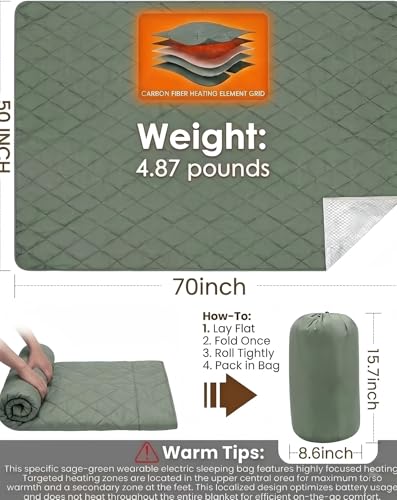 Heated Blanket with 10000mAh Battery Pack Waterproof Wearable Electric Shawl