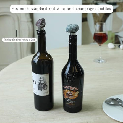 3 Pack Handmade Marble Wine Bottle Stoppers - Irregular Natural Stone Wine Saver