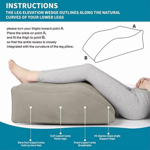 24.8 Inch Memory Foam Leg Support Pillow for Elevation & Comfort