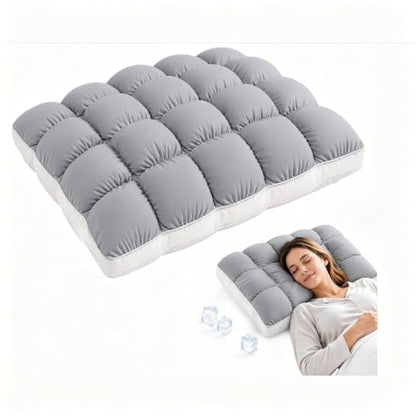 Gray Fluffy Cloud Pillow with Breathable Cool-Touch Fabric - Adjustable Loft