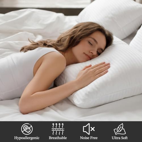 100% Cotton Pillow Protectors with Zipper - 1 Pack, Body Size, Hotel-Grade