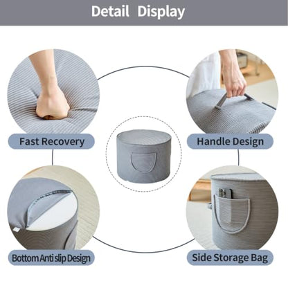 iYKYK Grey Pouf Ottoman Coffee Table Foot Rest 20x15 in - Velvet Cover