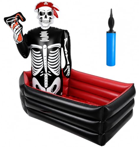 Skeleton Halloween Ice Bucket Inflatable Cooler for Drinks - Large Capacity, Indoor Outdoor Party Decor