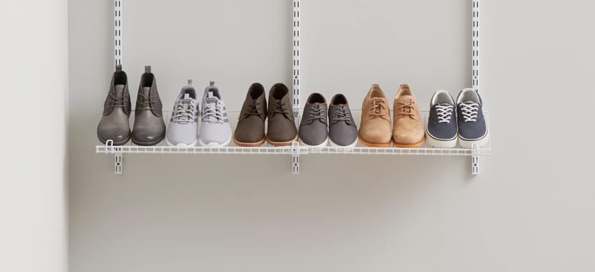 Rubbermaid Customizable Wall Mount Shoe Shelf - White | Ideal for Home Organization & Closet Storage