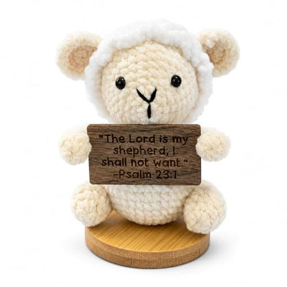 Christian Crochet Lamb with 7 Bible Verse Cards - Handcrafted Religious Gift - Style-1