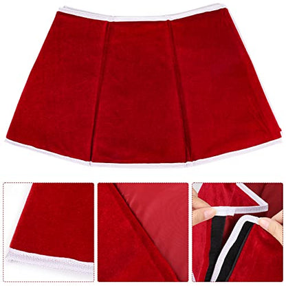 Red Velvet Christmas Tree Collar Foldable Xmas Tree Ring Base Cover for Artificial Trees