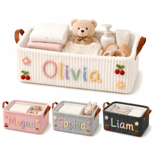 Personalized Baby Storage Basket with Name and Style 01 - Nursery Organizer