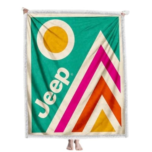 Jeep Mountain Range Logo Sherpa Fleece Throw Blankets Supersoft and Warm 50" X 60" (Multi (Mountain))