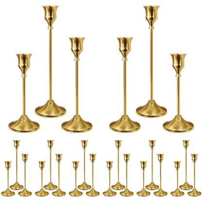 24Pcs Gold Taper Candle Holders Vintage Centerpieces Set