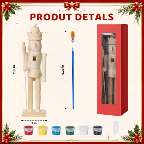 Unpainted Wooden Nutcracker Craft Kit - King, 12 Inch DIY Holiday Decor Set